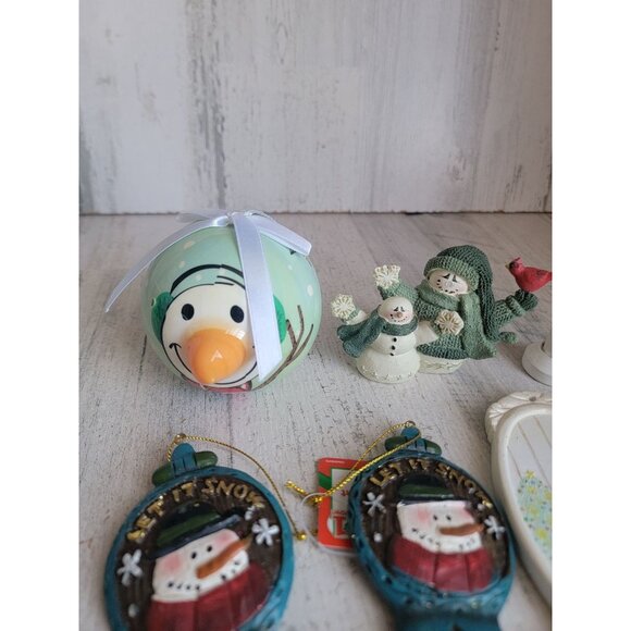 Snowman variety snowflake bird ornament Xmas set - Picture 4 of 5